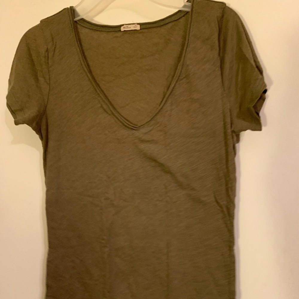 Hollister olive green V-neck